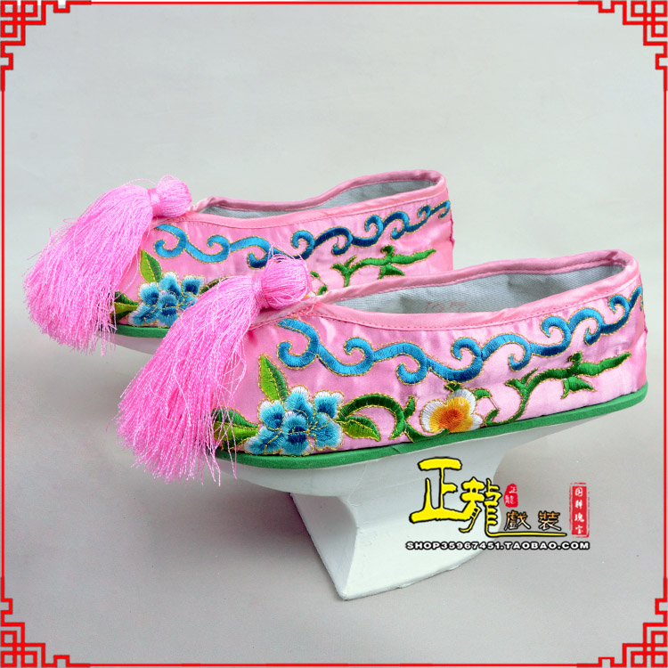 诏安京越剧戏鞋花盆底清朝皇后贵妃宫女花盆底 旗鞋